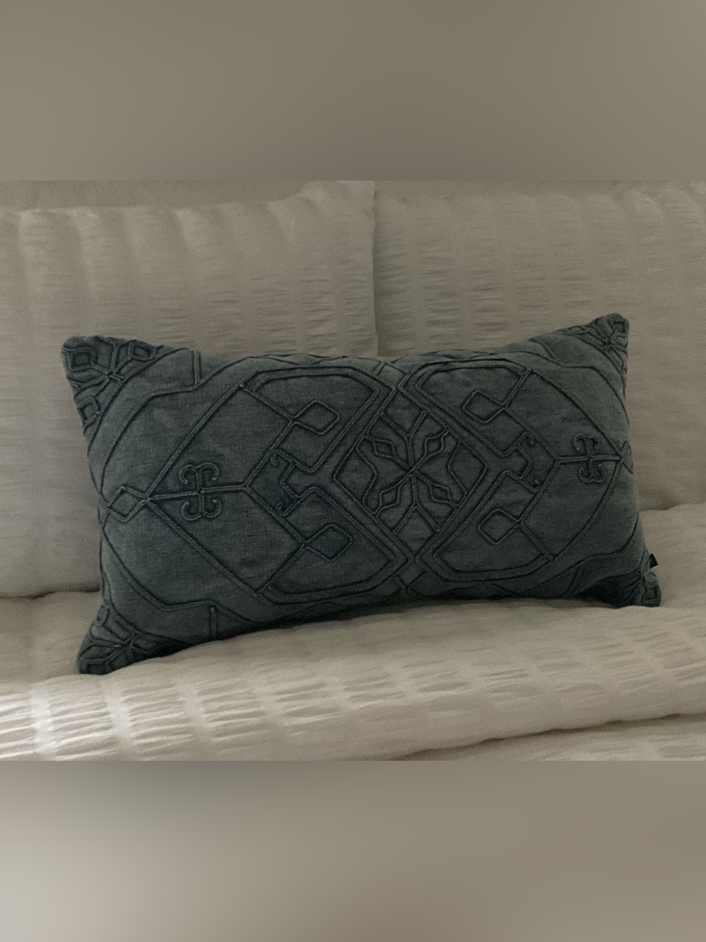 Urban Barn Frida Blue Accent Lumbar Pillow 12”x 22”
